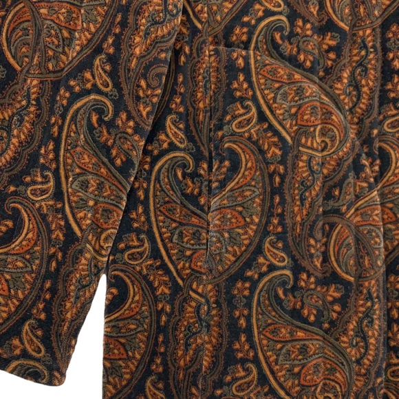 Vintage Paisley Quilted Velvet Like Jacket Coat Toggle Buttons Mandarin Collar - Picture 11 of 16